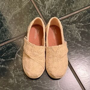 TOMS Kids Tan Embroidered Slip-On Moccasins